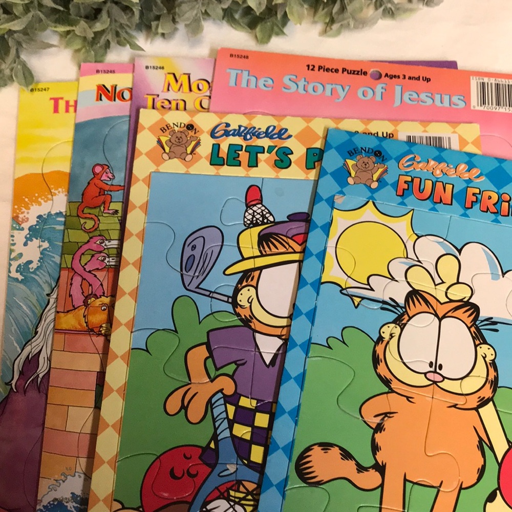 6 Garfield PUZZLES- WOW!!!